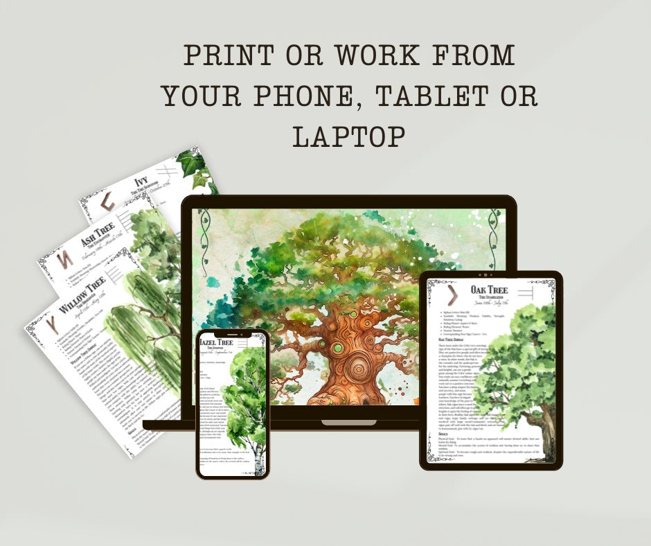 The Celtic Zodiac Tree signs. Celtic Tree Astrology. Beautiful pages for your Book Of Shadows. Instant download