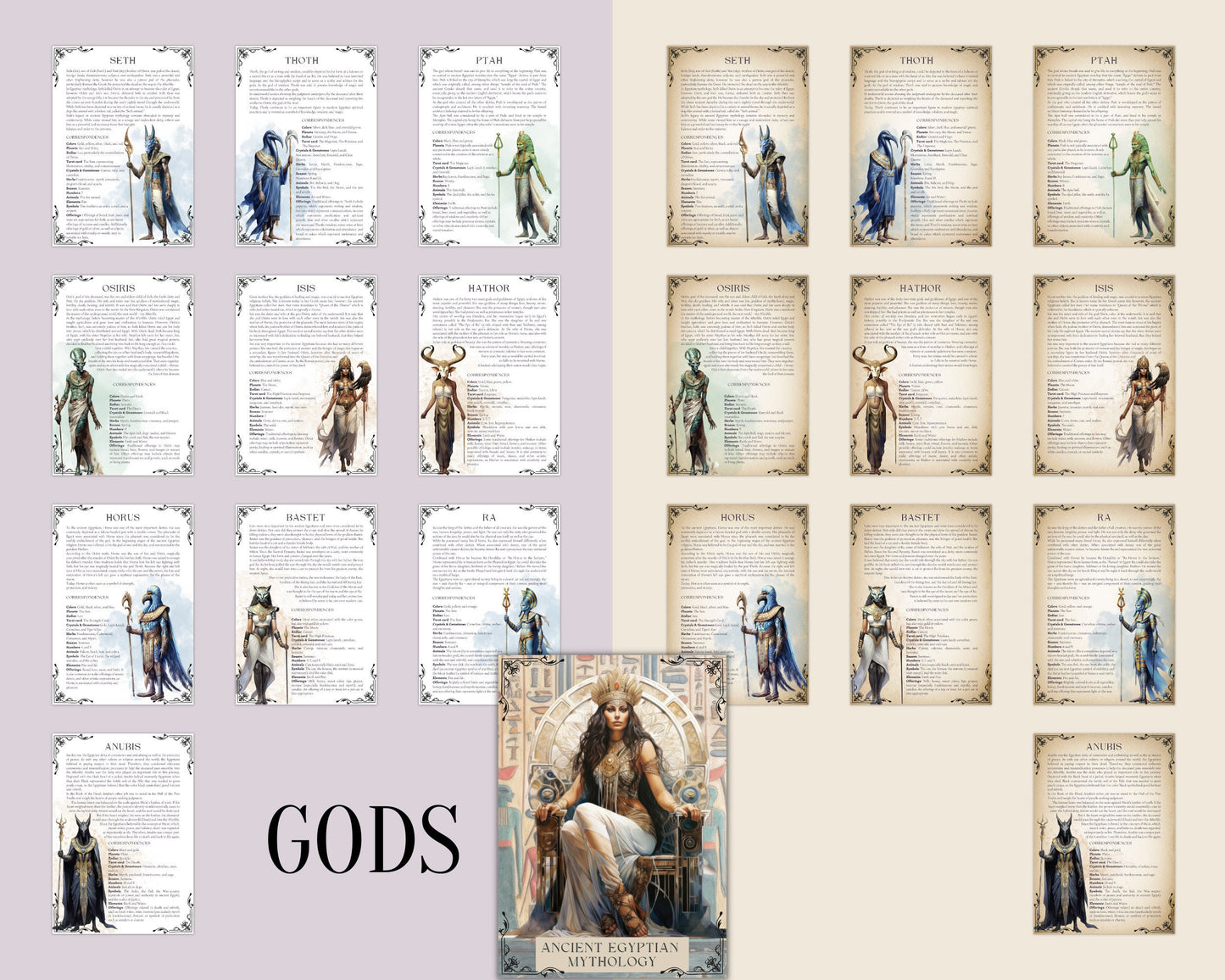 Ancient Egyptian Mythology. Beautiful pages for your Book Of Shadows. Instant download.