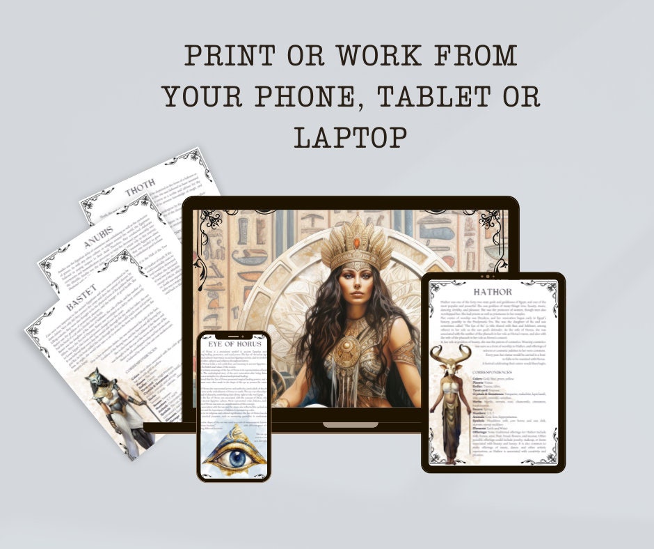 Ancient Egyptian Mythology. Beautiful pages for your Book Of Shadows. Instant download.
