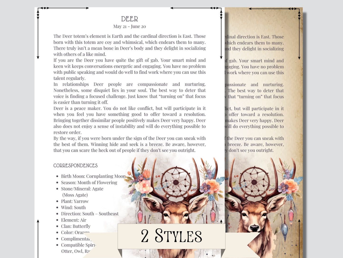 Native American Zodiac. Animals. Beautiful pages for your Book Of Shadows. Instant download.