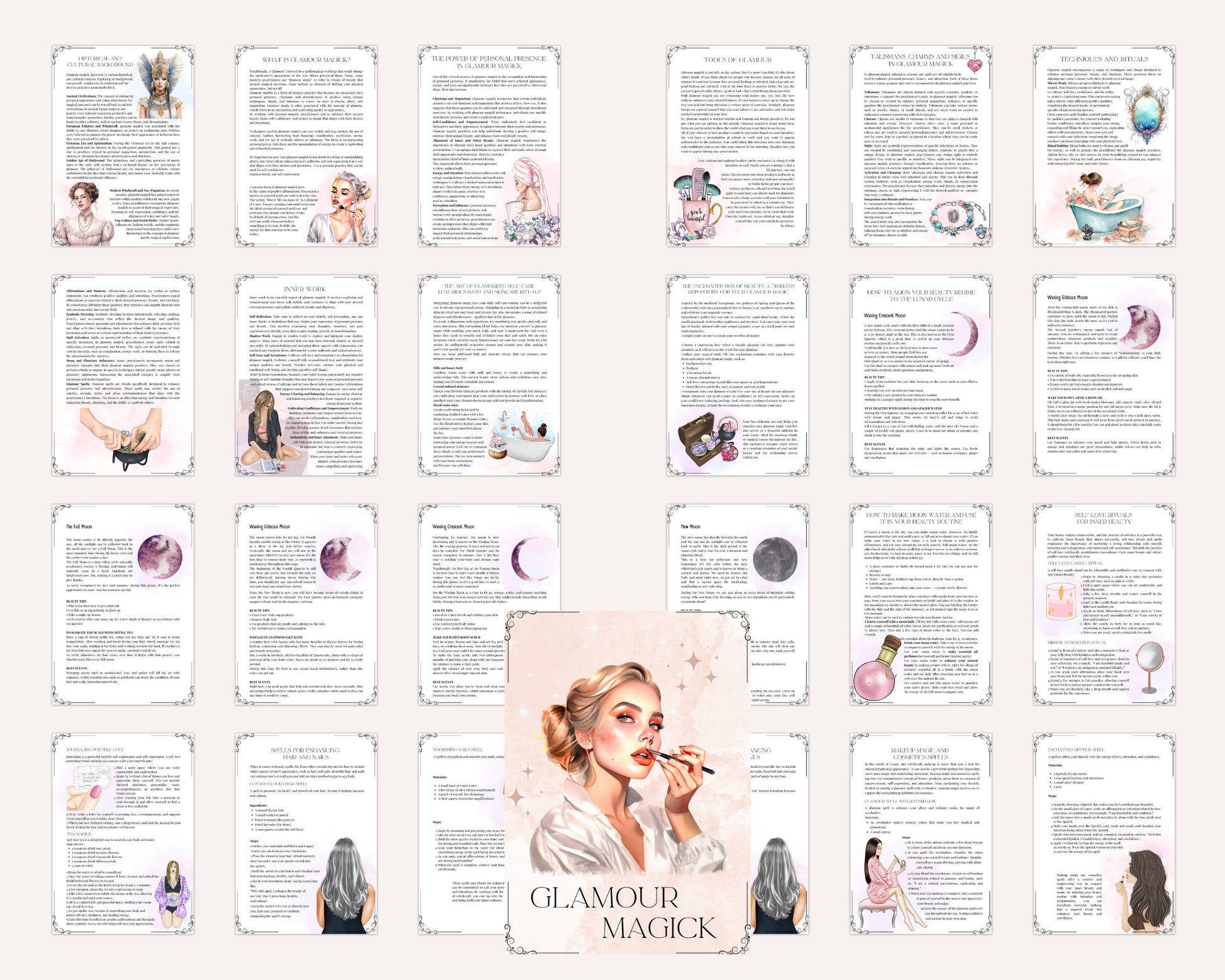 Glamour Magick + BONUS (Beauty Planner, Self-care planner). Beautiful pages for your BOS. Instant download.