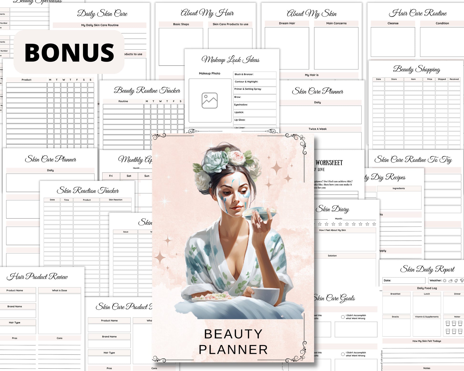 Glamour Magick + BONUS (Beauty Planner, Self-care planner). Beautiful pages for your BOS. Instant download.