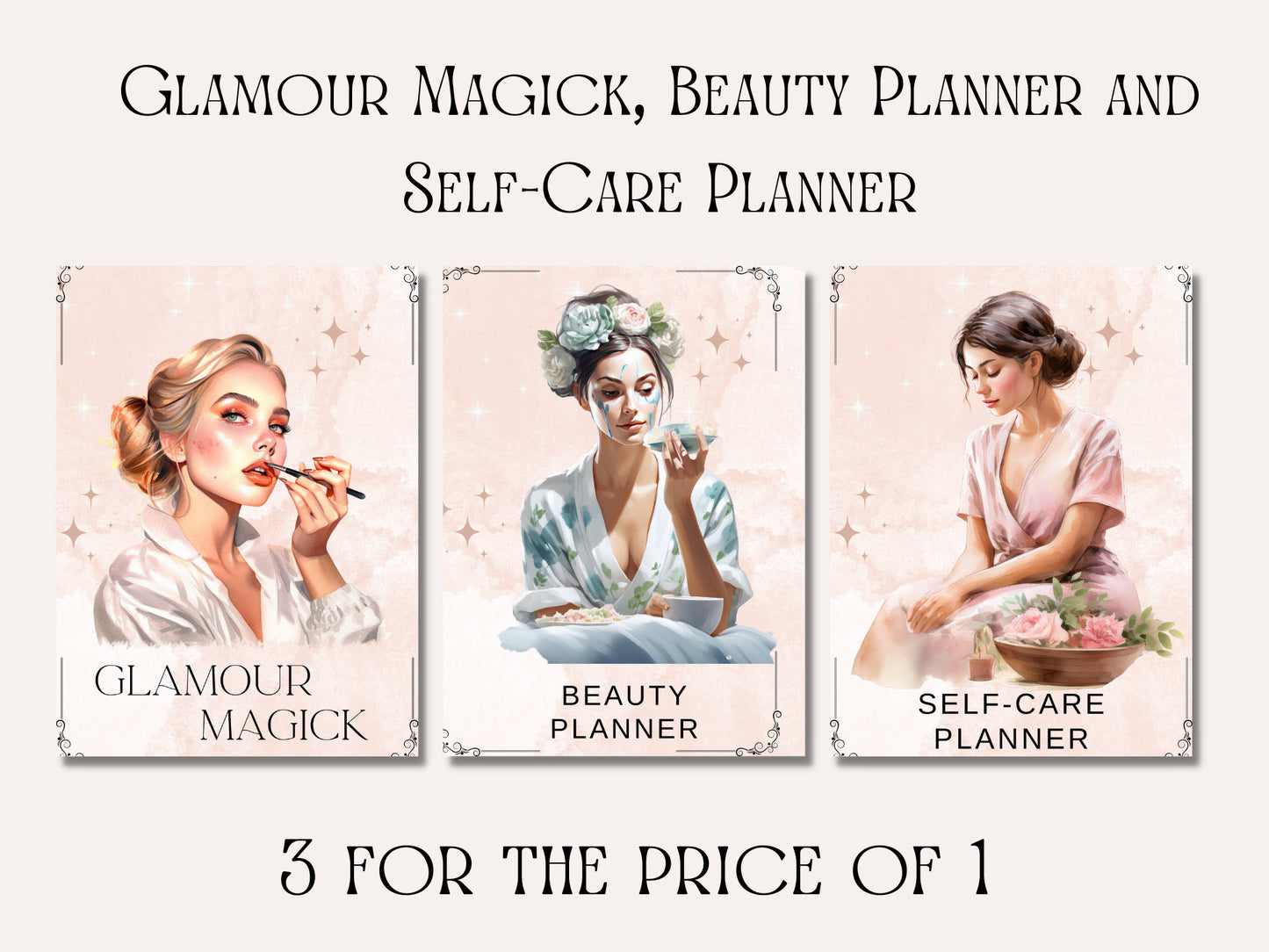 Glamour Magick + BONUS (Beauty Planner, Self-care planner). Beautiful pages for your BOS. Instant download.