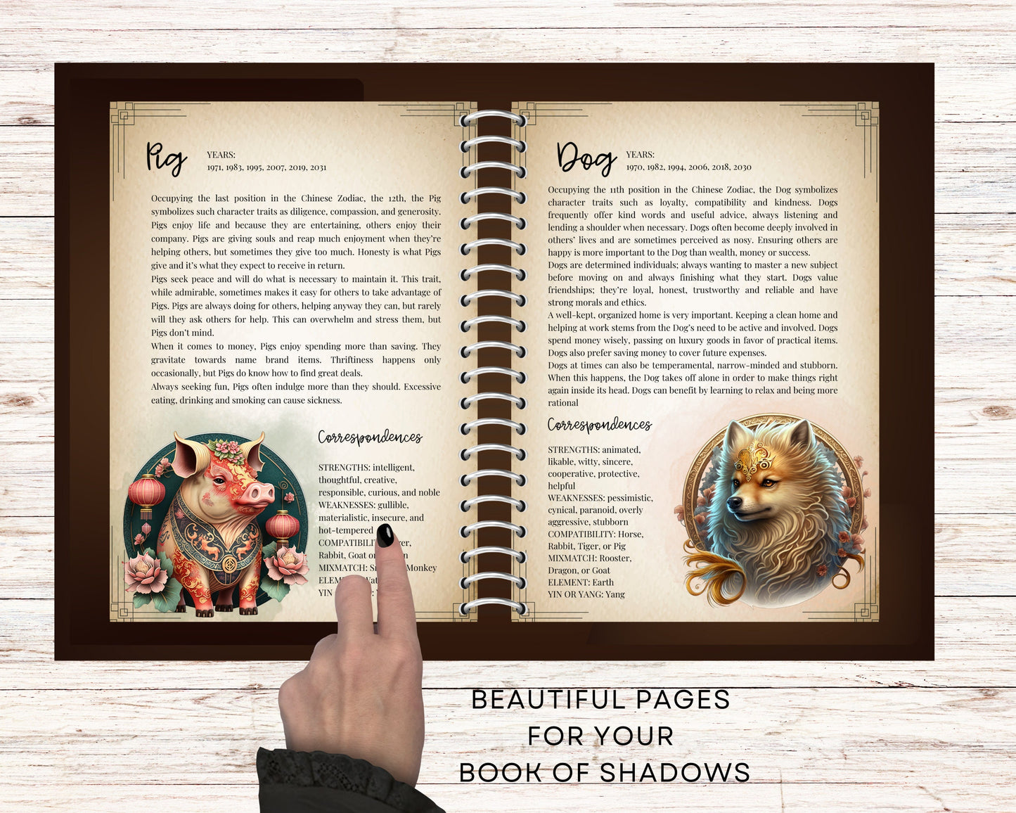 Chinese Zodiac. Beautiful pages for your Book Of Shadows. Instant Download.