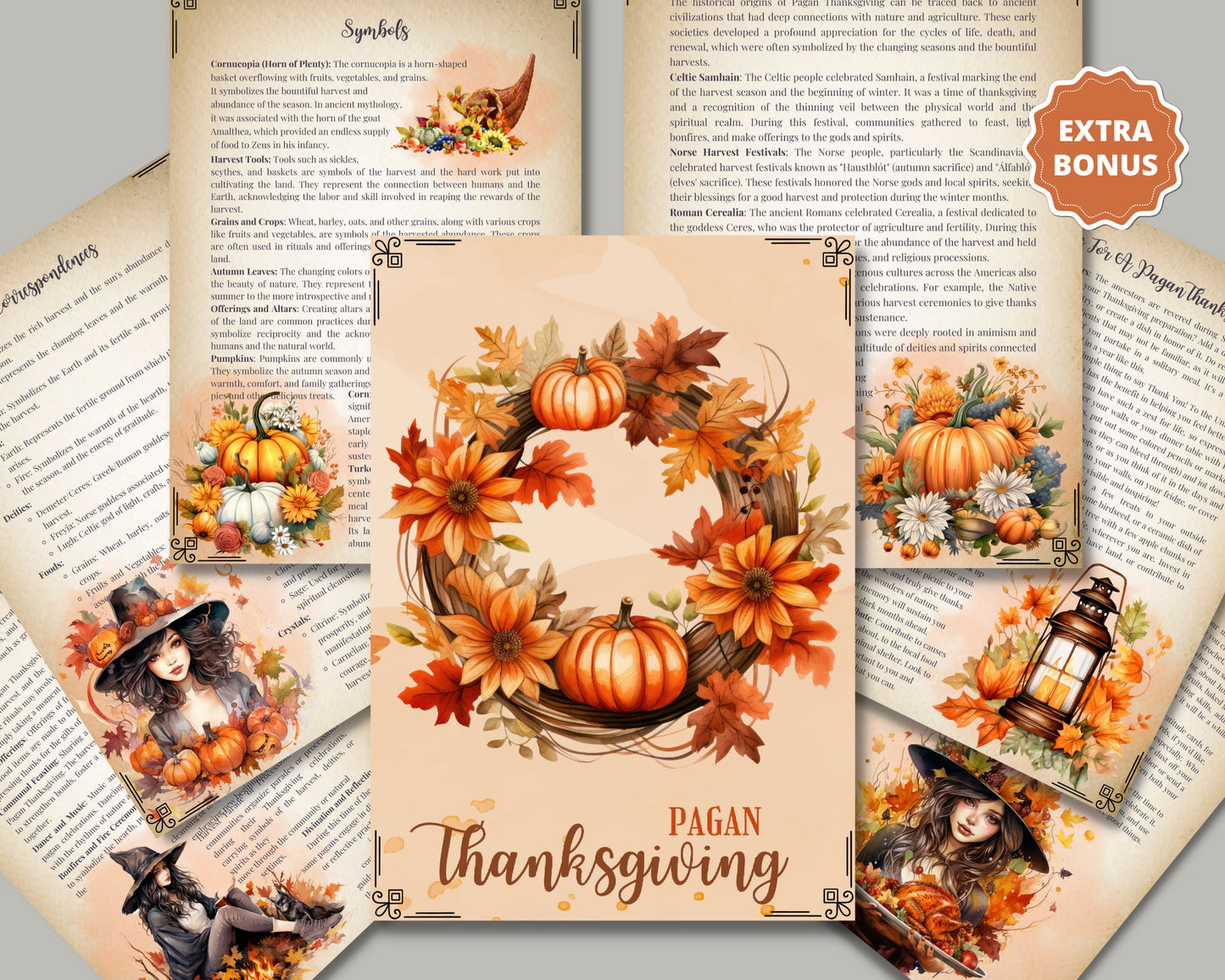 Pagan Thanksgiving+ BONUS (Planner). Printable Grimoire pages. Instant download