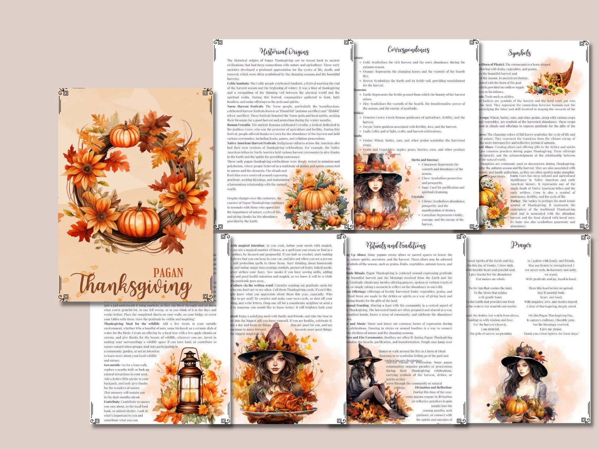 Pagan Thanksgiving+ BONUS (Planner). Printable Grimoire pages. Instant download