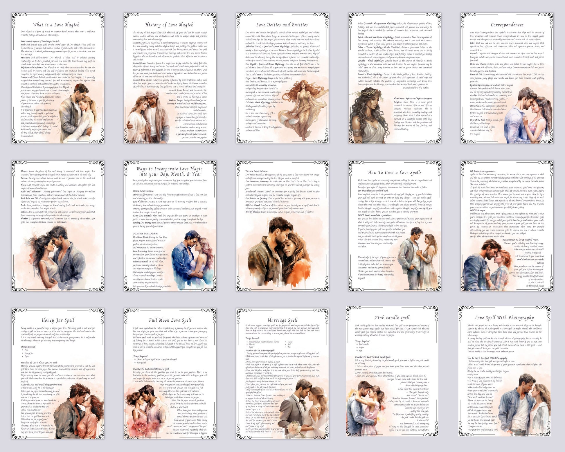 Love Magick. Beautiful pages for your Book Of Shadows. Instant download.