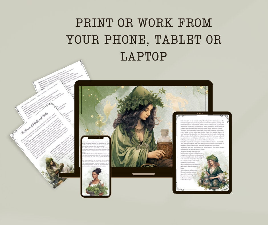 Herbal Magick + BONUS (Herbal journal). Basics. Beautiful pages for your Book Of Shadows. Instant download.
