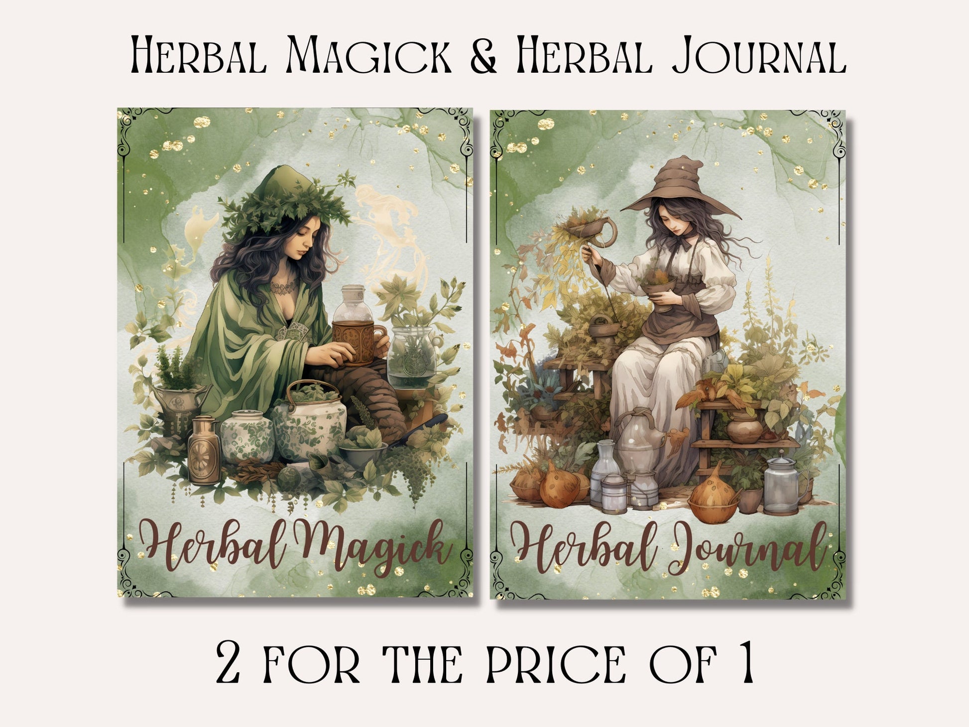 Herbal Magick + BONUS (Herbal journal). Basics. Beautiful pages for your Book Of Shadows. Instant download.