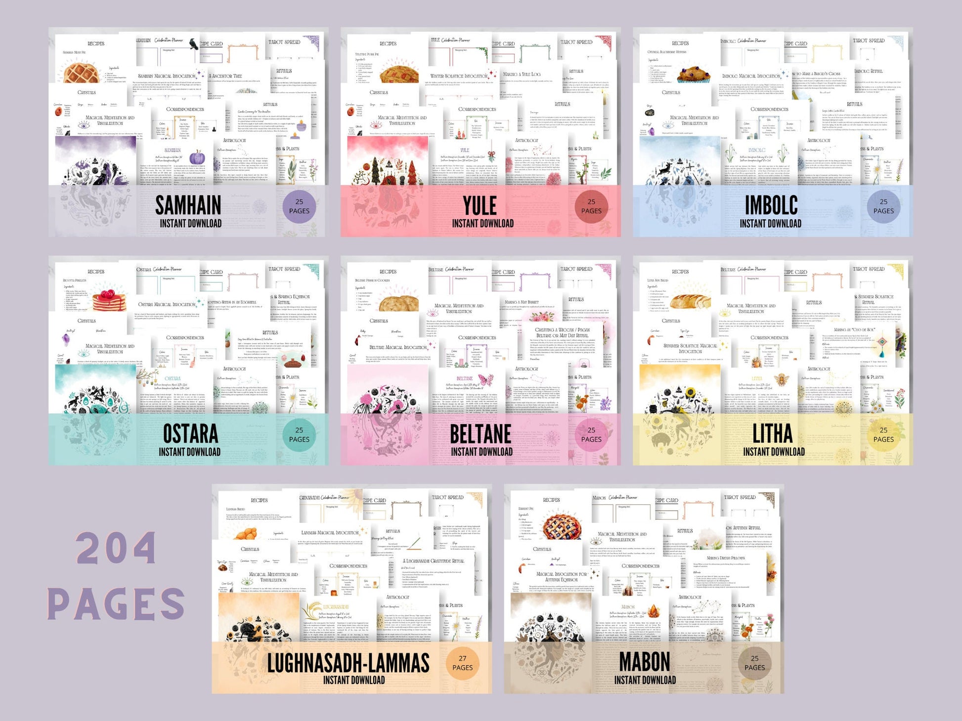 NEW Wheel Of the Year BUNDLE, Printable Grimoire Pages
