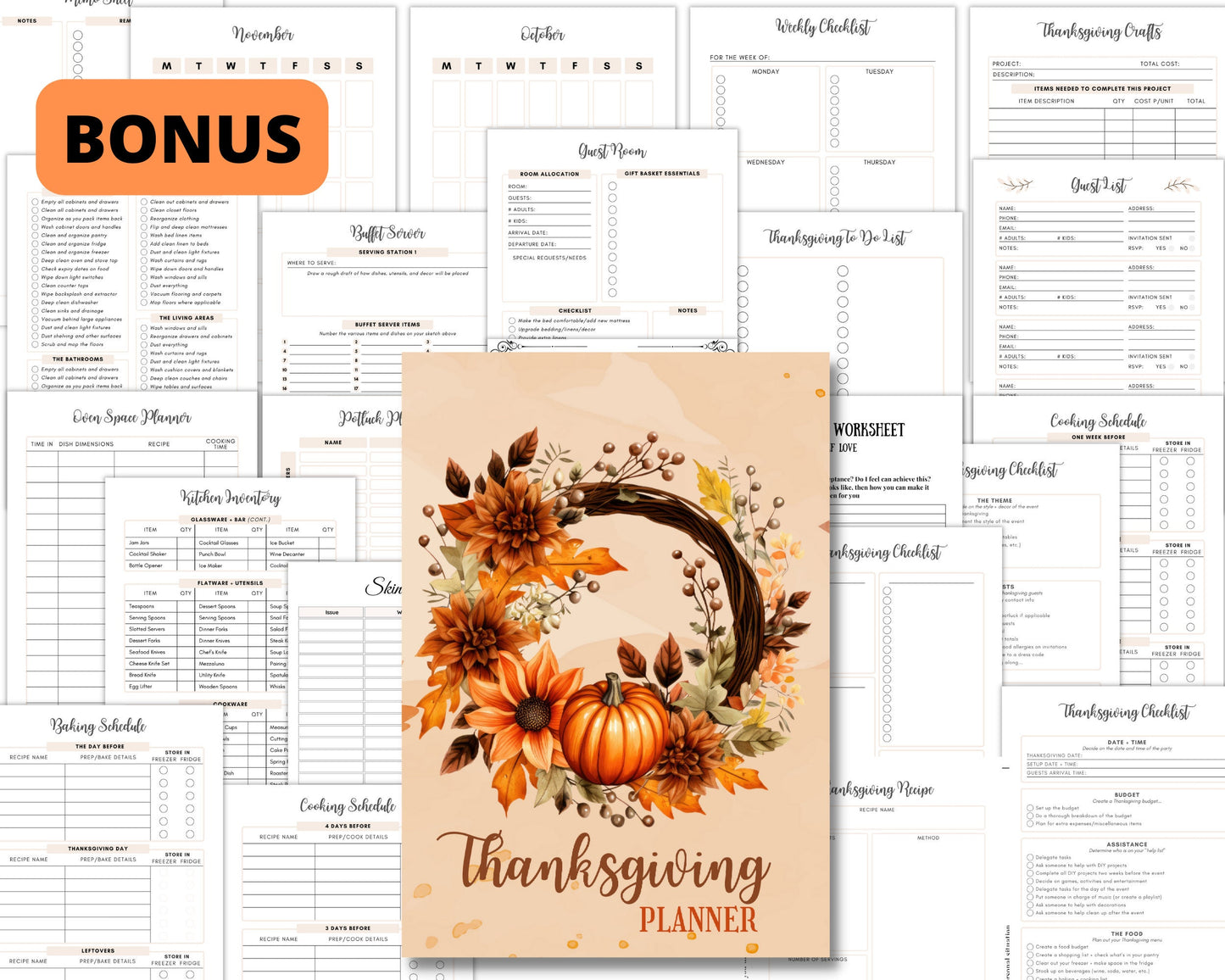 Pagan Thanksgiving+ BONUS (Planner). Printable Grimoire pages. Instant download