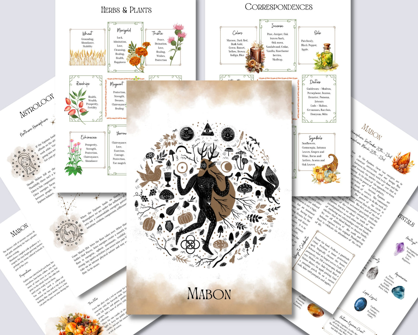 Autumn Equinox/Mabon. Sabbat Grimoire Printable, Pagan Wheel of the Year, Witchcraft BOS Pages, Wicca Ritual