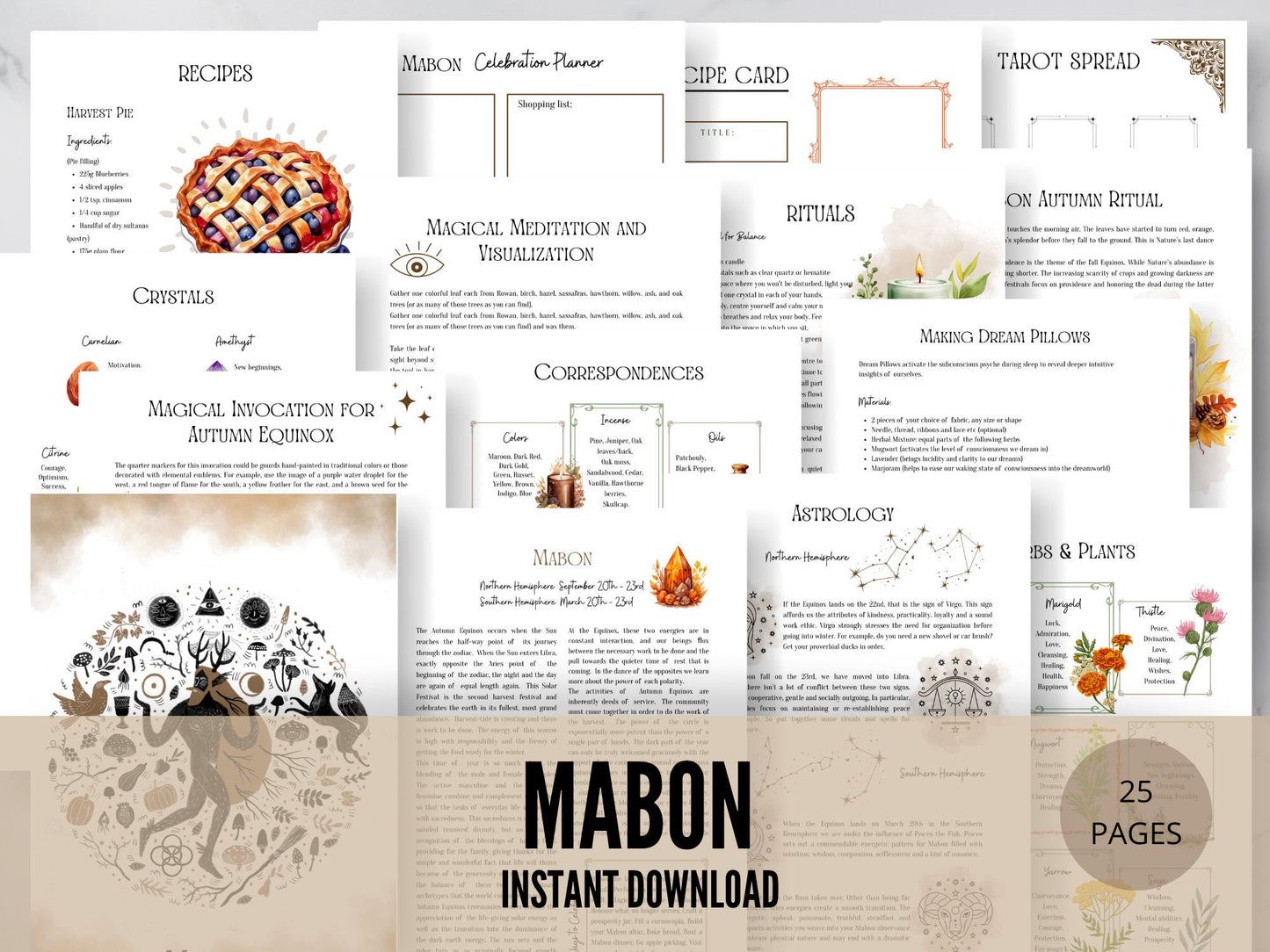 Autumn Equinox/Mabon. Sabbat Grimoire Printable, Pagan Wheel of the Year, Witchcraft BOS Pages, Wicca Ritual