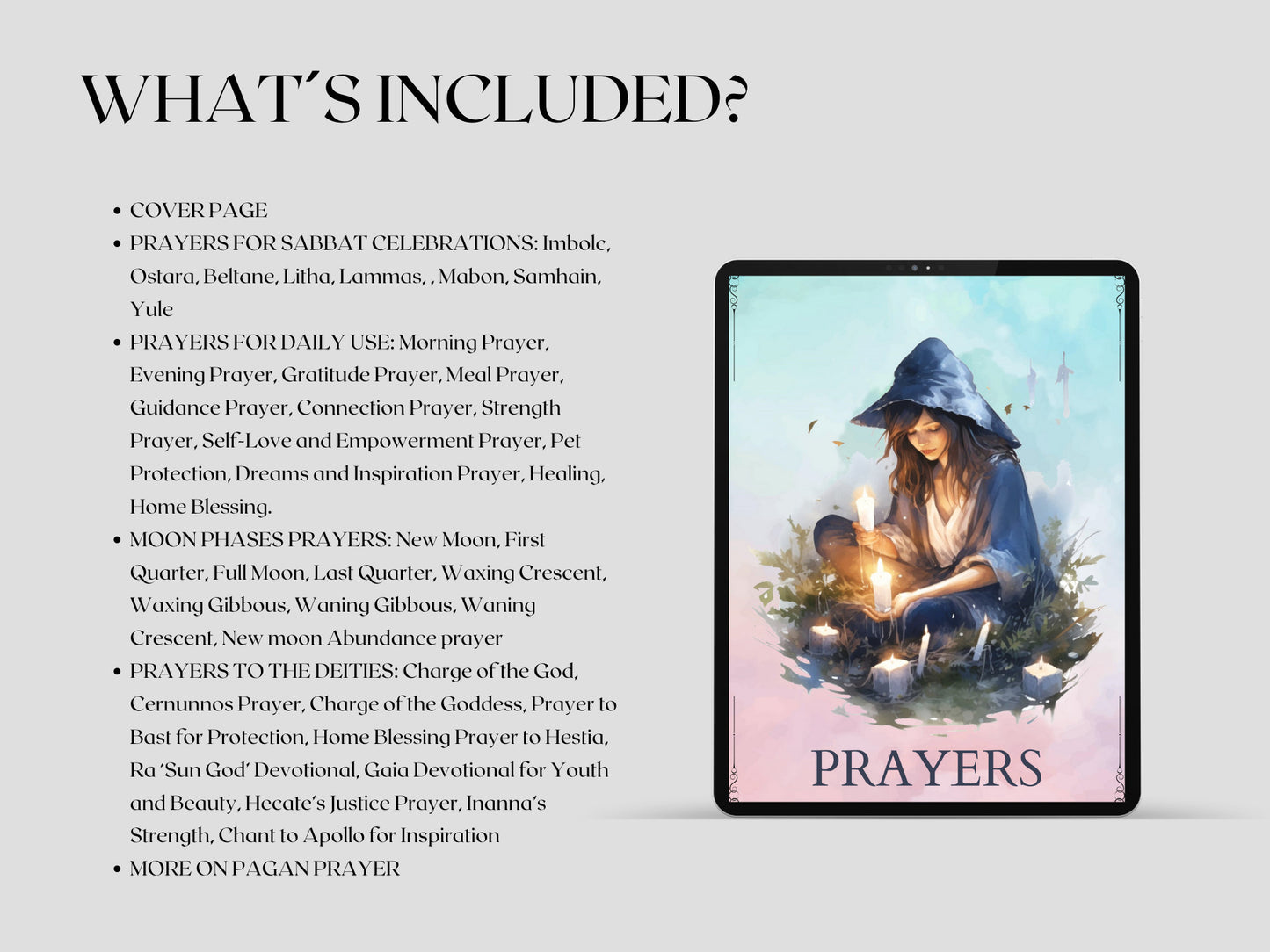 Pagan Prayers. Basics. Beautiful pages for your Book Of Shadows. Instant download.