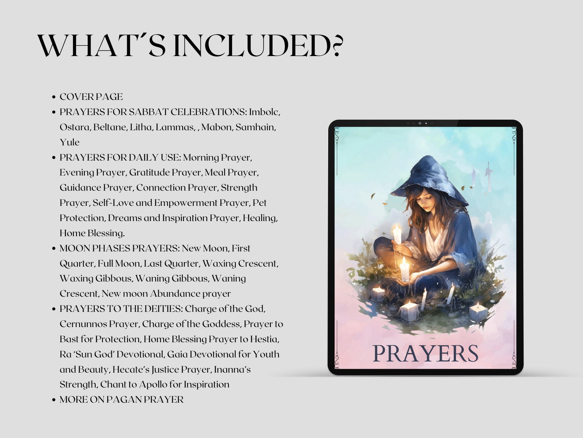 Pagan Prayers. Basics. Beautiful pages for your Book Of Shadows. Instant download.