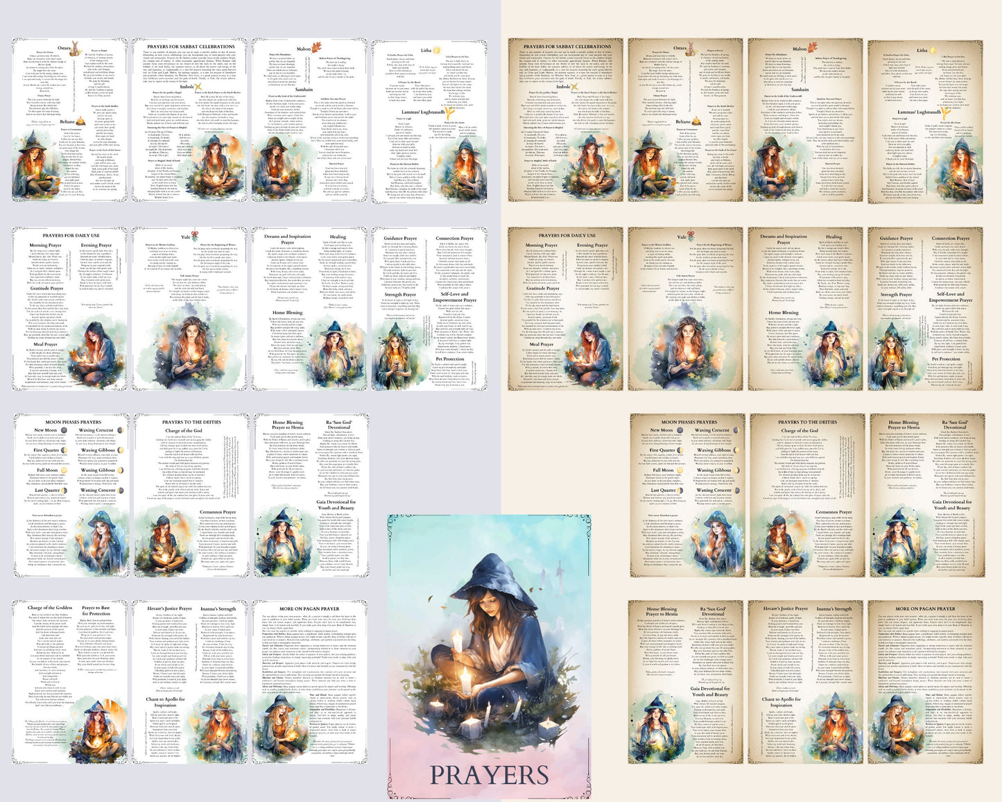Pagan Prayers. Basics. Beautiful pages for your Book Of Shadows. Instant download.