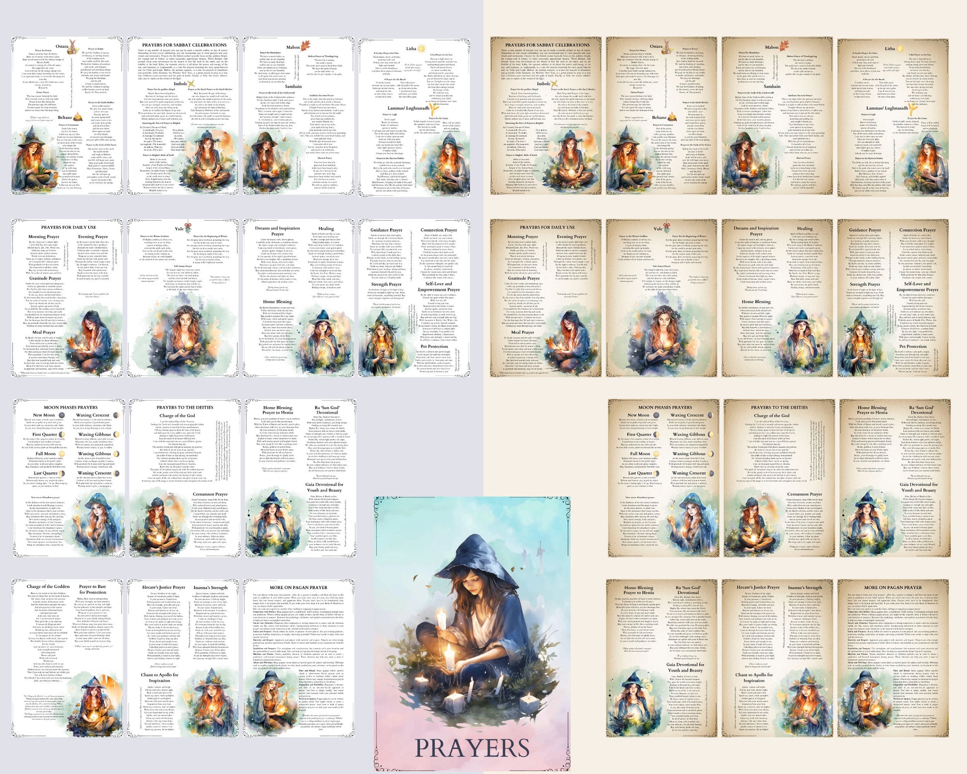 Pagan Prayers. Basics. Beautiful pages for your Book Of Shadows. Instant download.