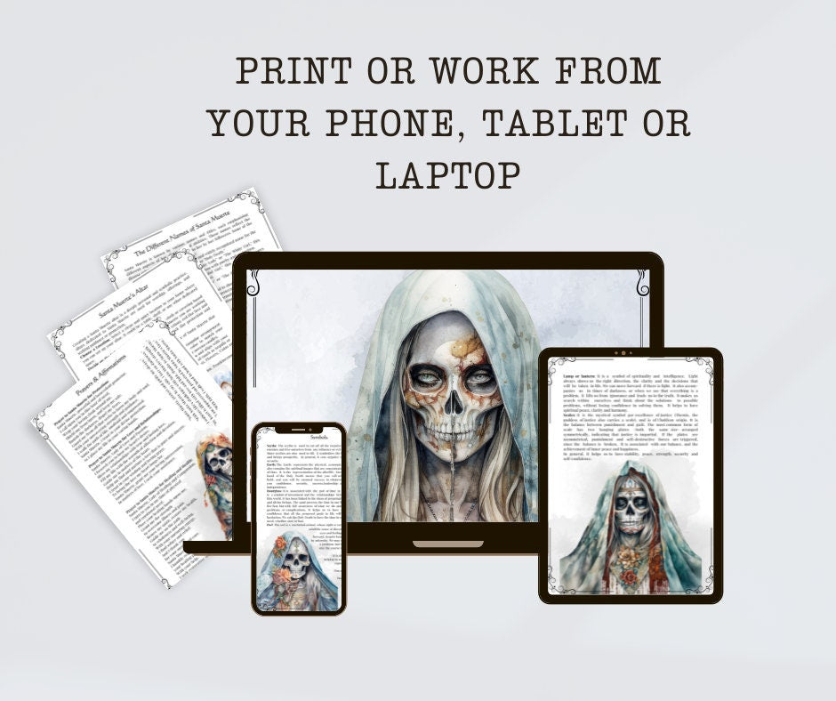 Santa Muerte. Holy Death. Basics. Beautiful pages for your Book Of Shadows. Printable