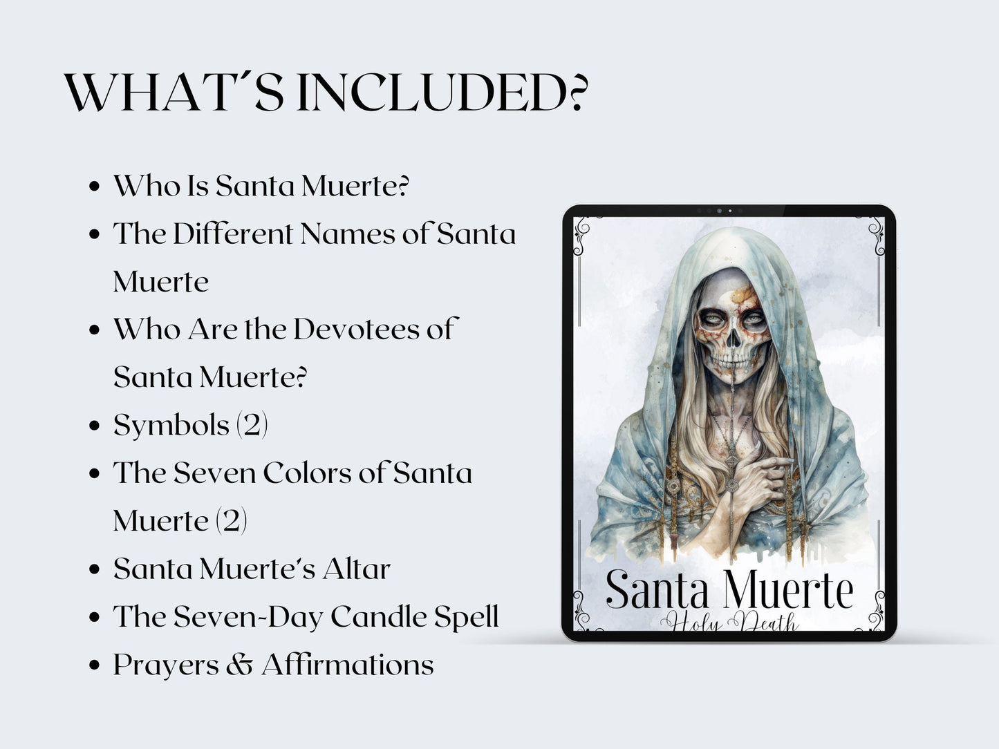 Santa Muerte. Holy Death. Basics. Beautiful pages for your Book Of Shadows. Printable