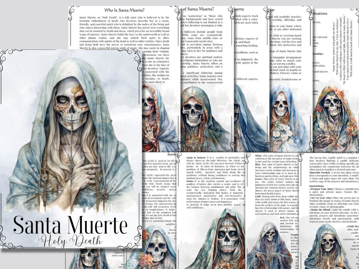 Santa Muerte. Holy Death. Basics. Beautiful pages for your Book Of Shadows. Printable