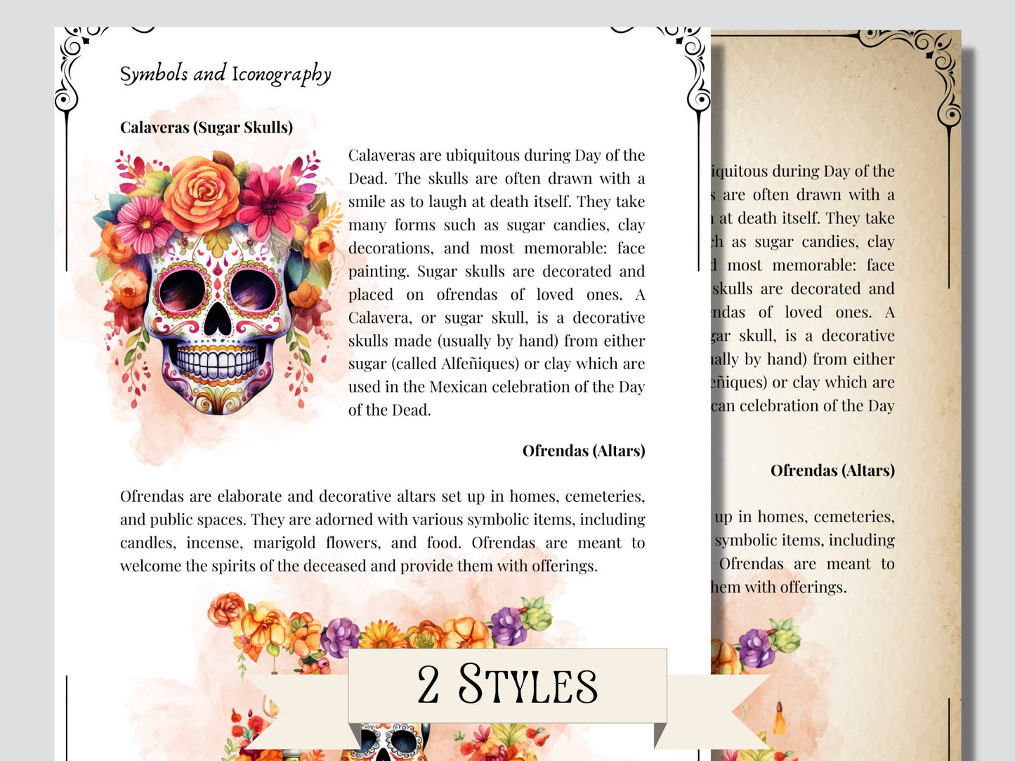 Day of the Dead. Día de los Muertos. Basics. Printable.
