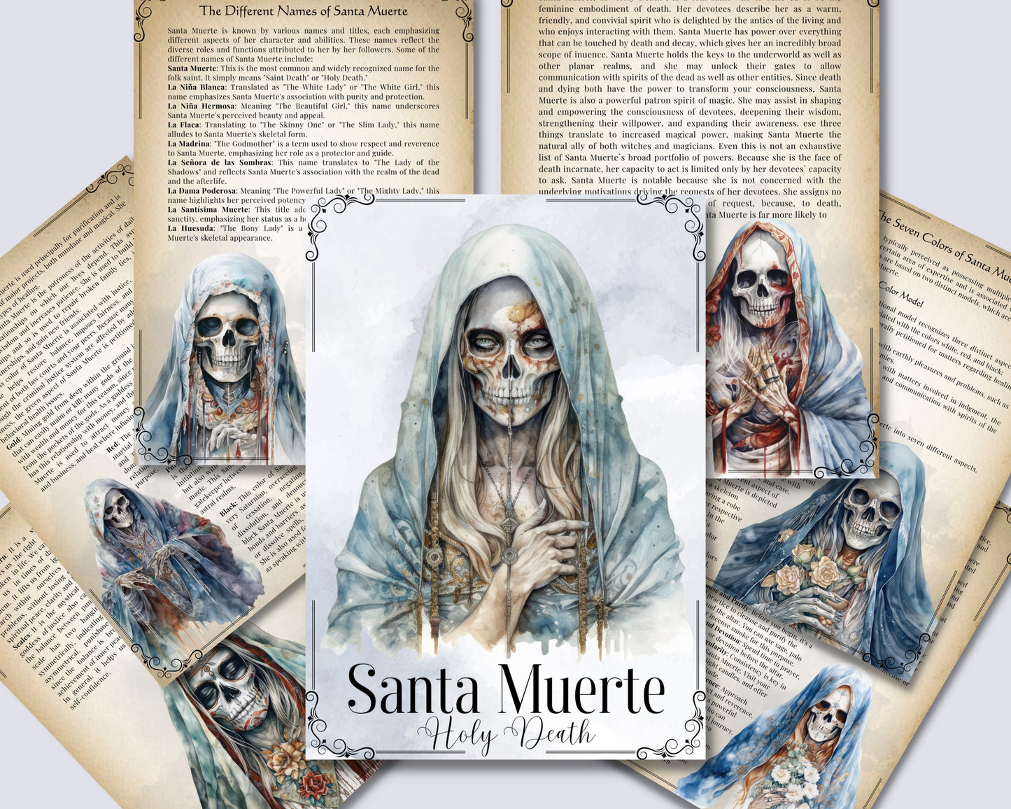 Santa Muerte. Holy Death. Basics. Beautiful pages for your Book Of Shadows. Printable