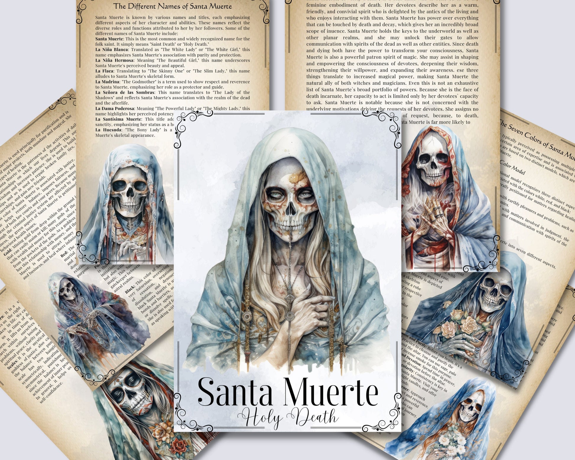Santa Muerte. Holy Death. Basics. Beautiful pages for your Book Of Shadows. Printable