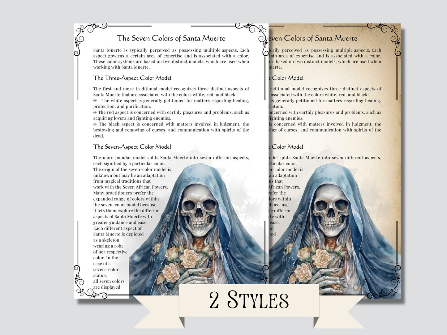 Santa Muerte. Holy Death. Basics. Beautiful pages for your Book Of Shadows. Printable