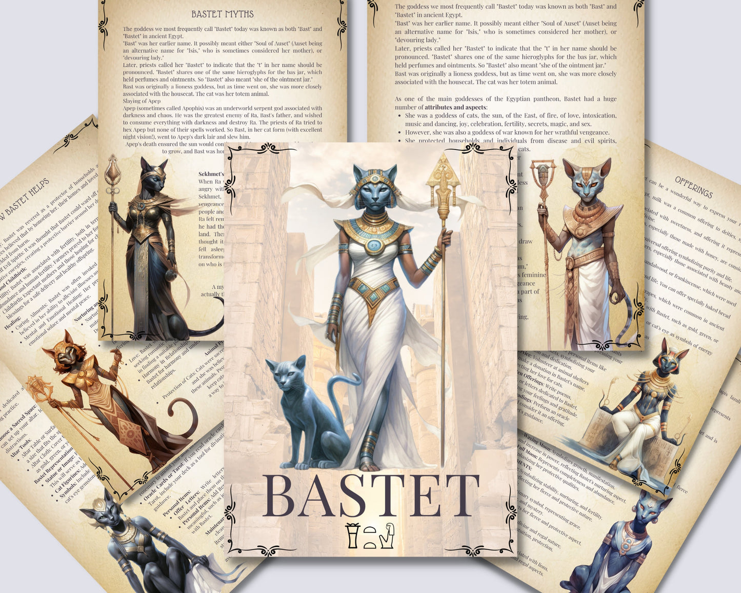 Bastet. Egyptian Goddess. Beautiful pages for your Book Of Shadows. Printable
