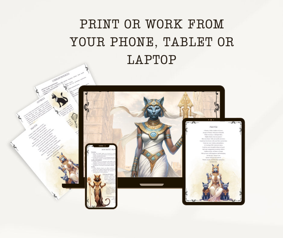 Bastet. Egyptian Goddess. Beautiful pages for your Book Of Shadows. Printable