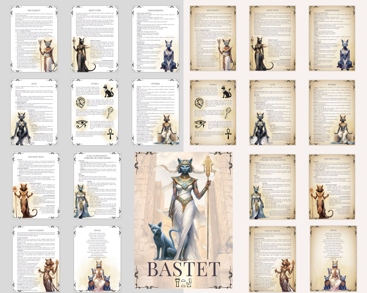 Bastet. Egyptian Goddess. Beautiful pages for your Book Of Shadows. Printable