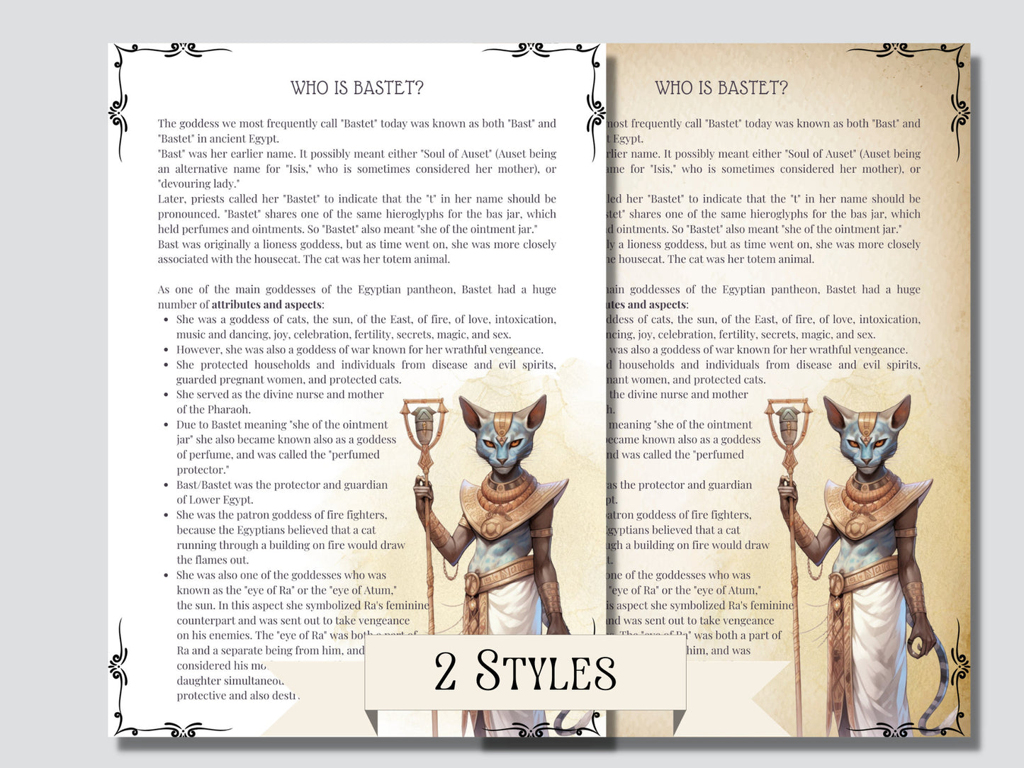 Bastet. Egyptian Goddess. Beautiful pages for your Book Of Shadows. Printable