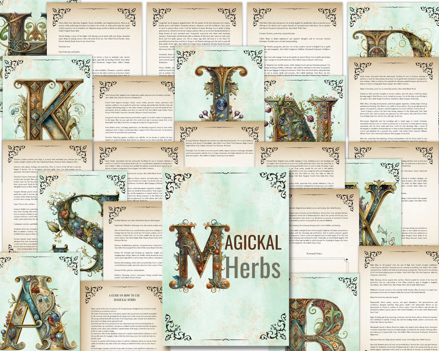87 Pages, Herbs and Their Magical Properties List, Herbal Magick, Herbalism, Witchcraft Basics, Printable Herbs Pages, Book Of Shadows