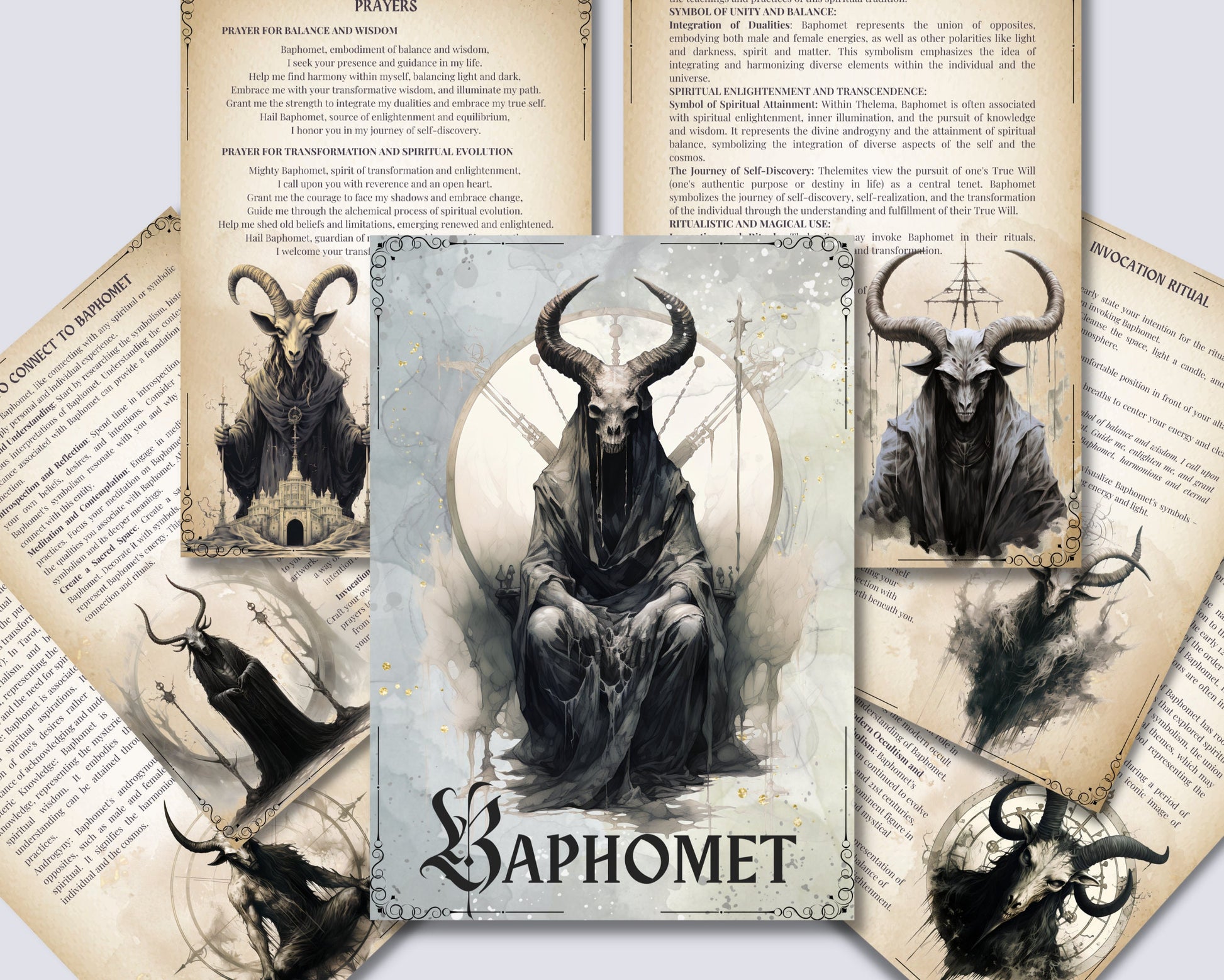 Baphomet. Basics. Grimoire pages. Printable.