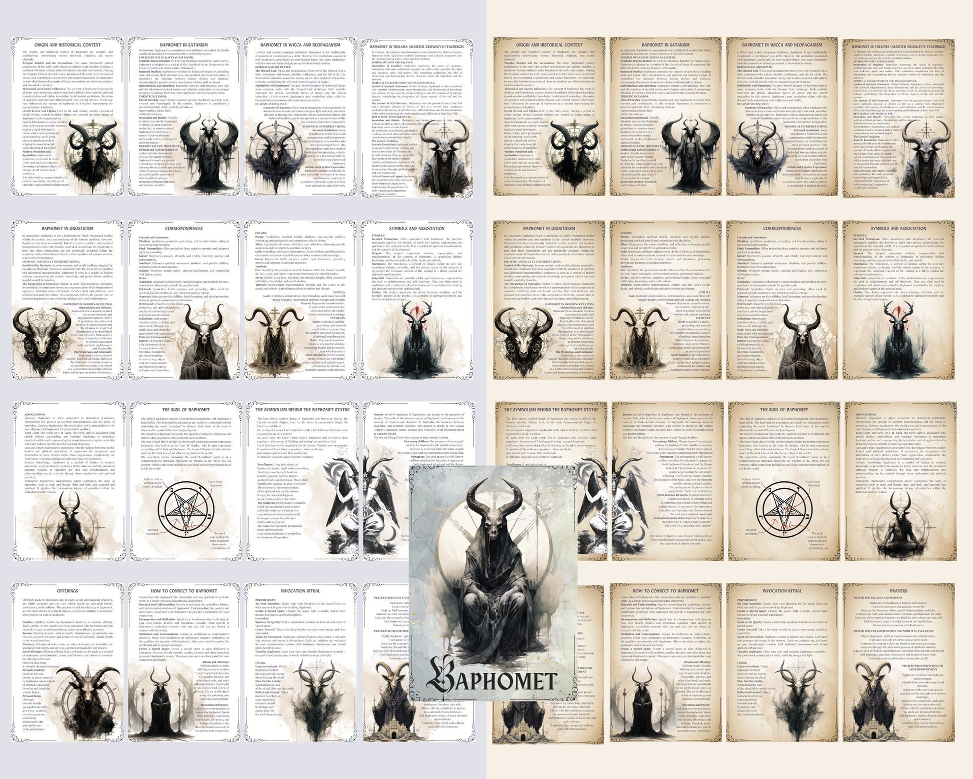 Baphomet. Basics. Grimoire pages. Printable.