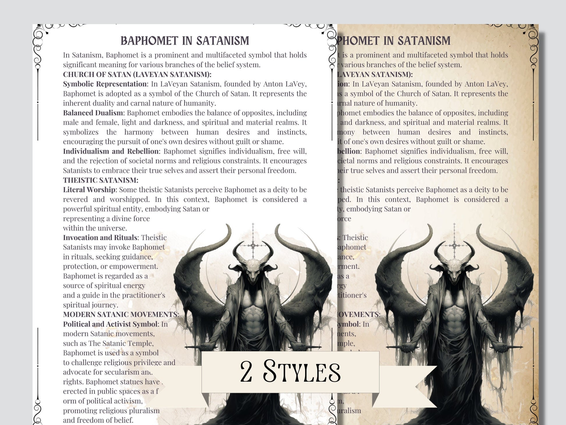 Baphomet. Basics. Grimoire pages. Printable.