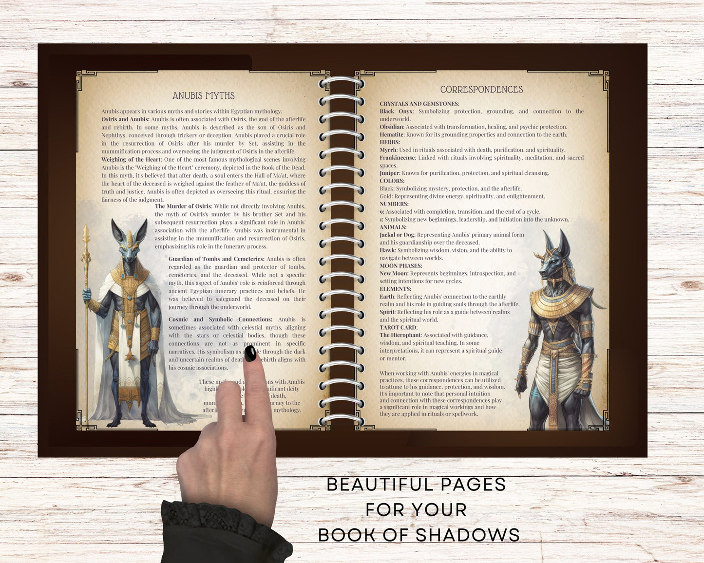 Anubis. Egyptian God. Beautiful pages for your Book Of Shadows. Printable