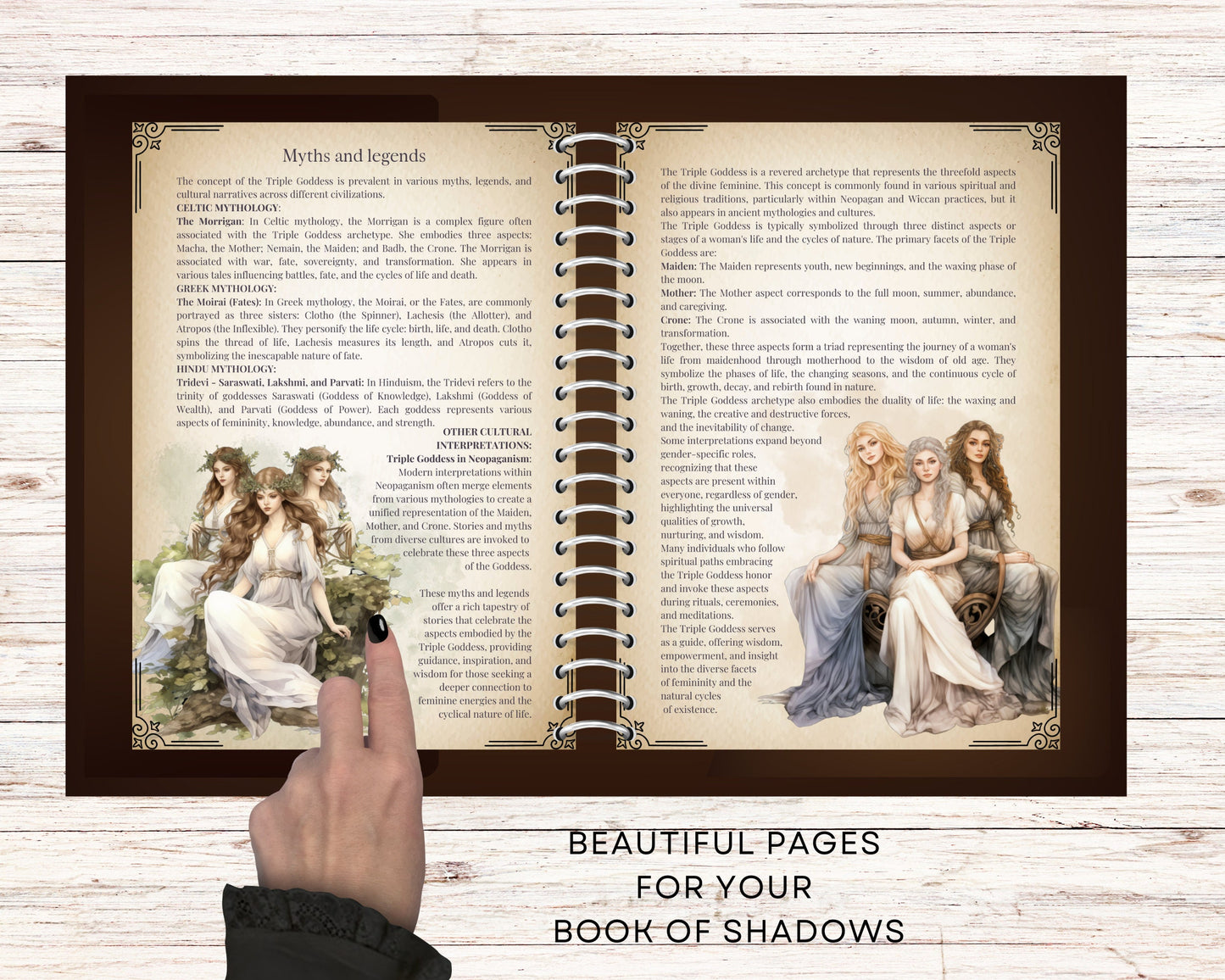 The Triple Goddess. Beautiful pages for your Book Of Shadows. Printable