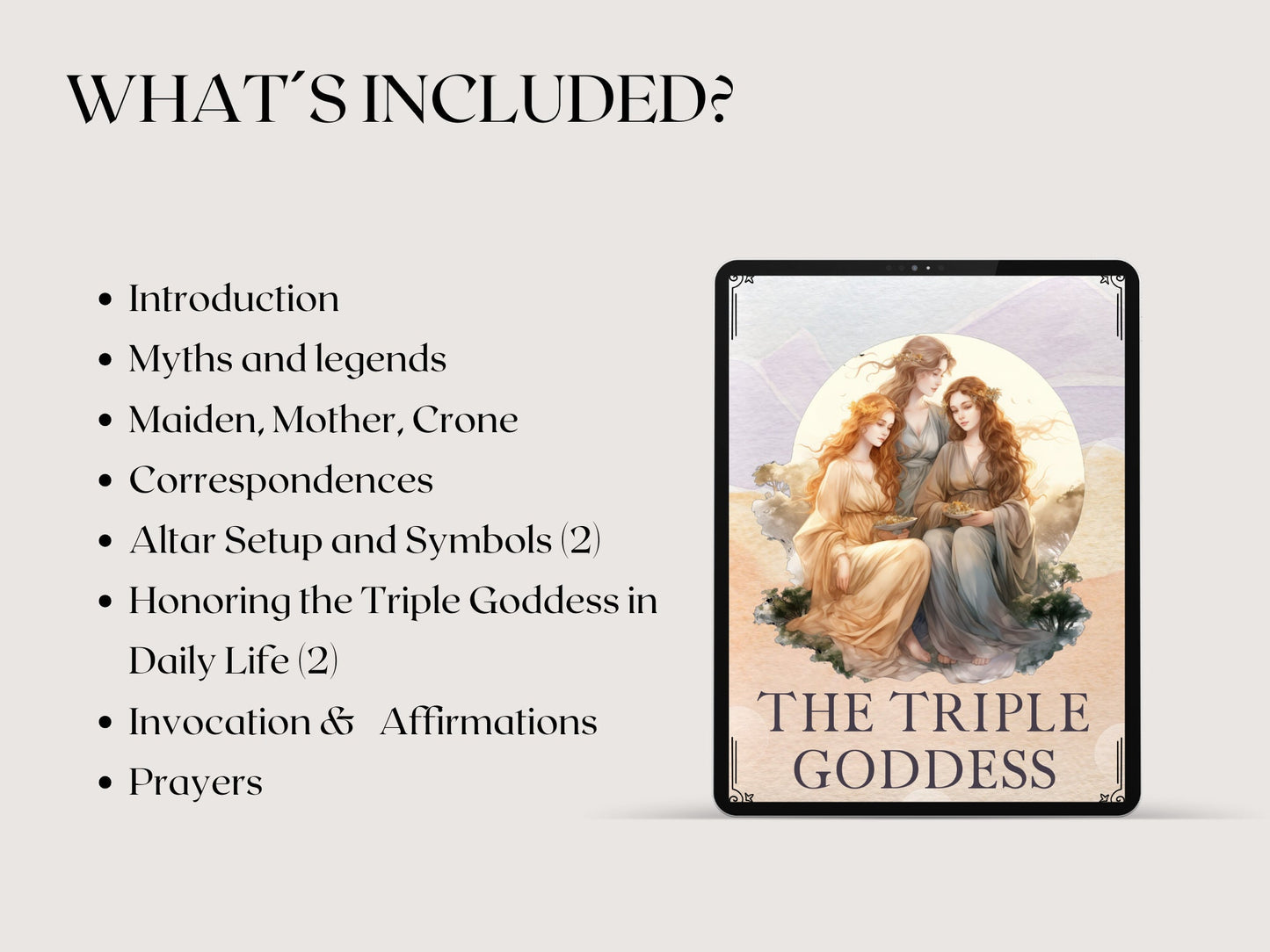 The Triple Goddess. Beautiful pages for your Book Of Shadows. Printable