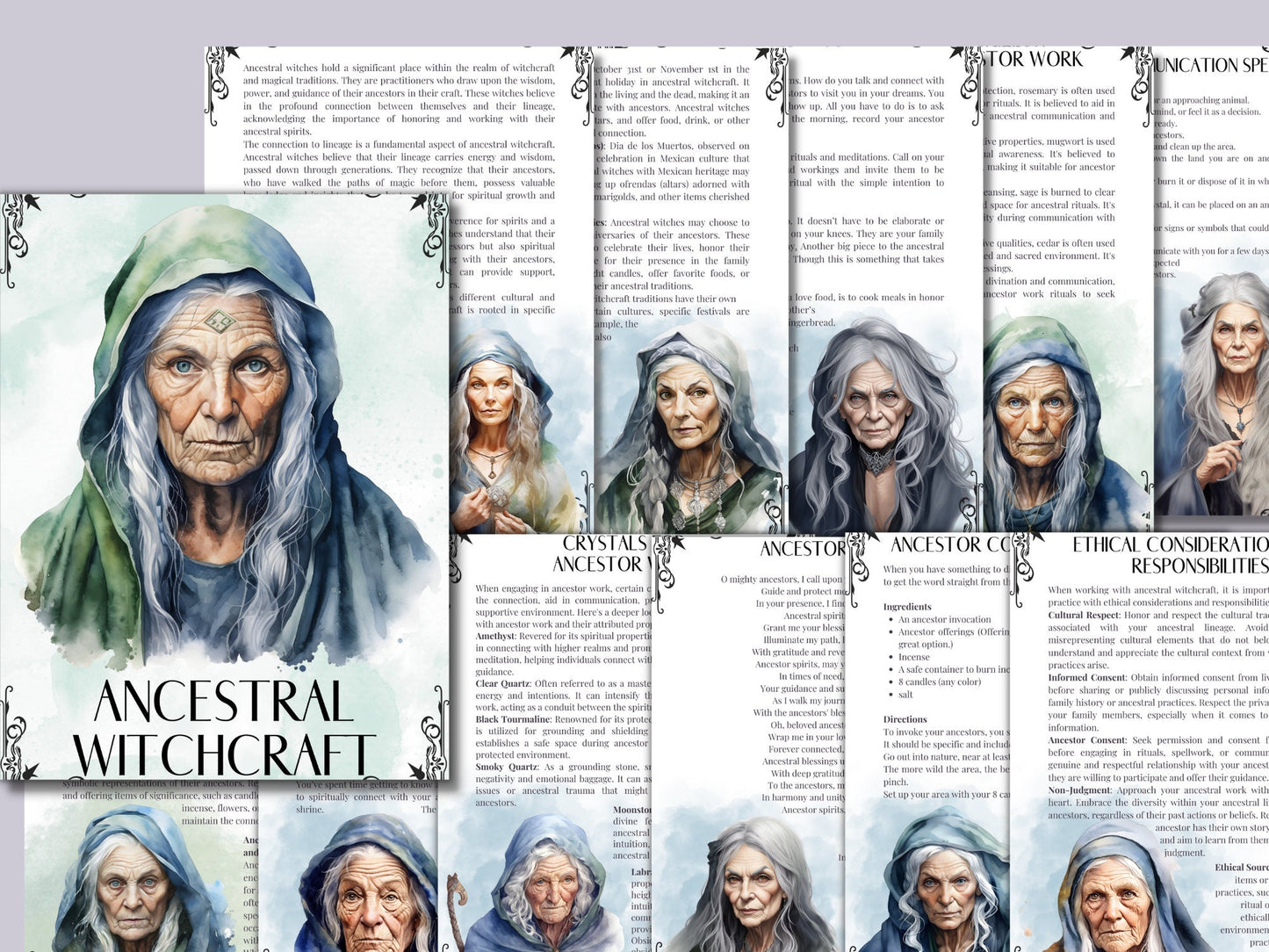 Ancestral Witchcraft. Beautiful pages for your Book Of Shadows. Printable
