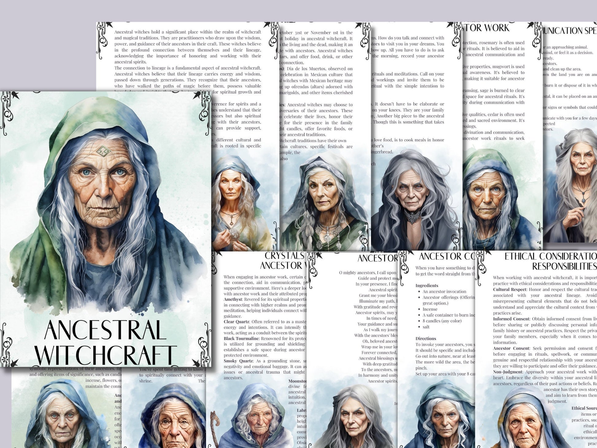 Ancestral Witchcraft. Beautiful pages for your Book Of Shadows. Printable
