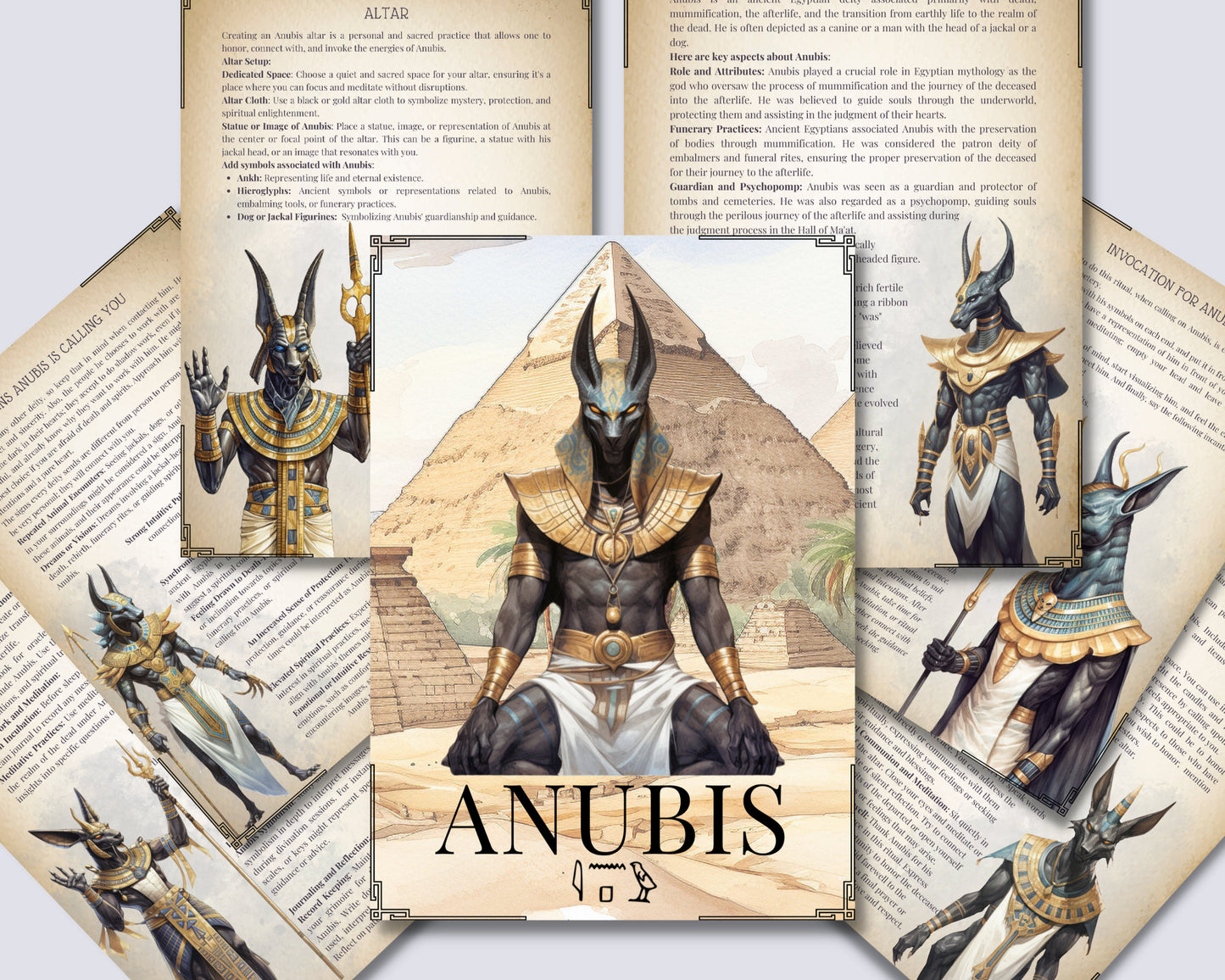 Anubis. Egyptian God. Beautiful pages for your Book Of Shadows. Printable