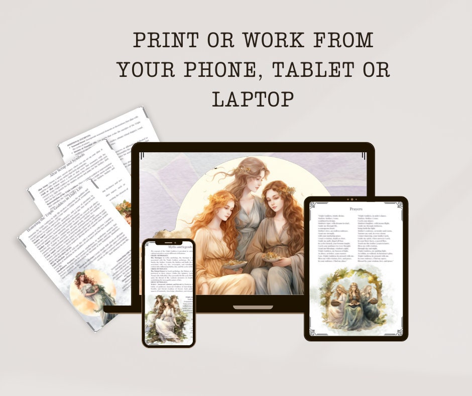 The Triple Goddess. Beautiful pages for your Book Of Shadows. Printable