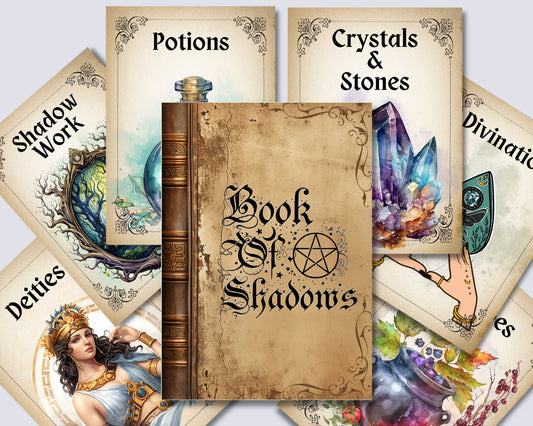 Grimoire Divider Pages - Book of Shadows Cover Title Printable Pages - Witchy Inserts - Witchcraft BOS Pages. Printable