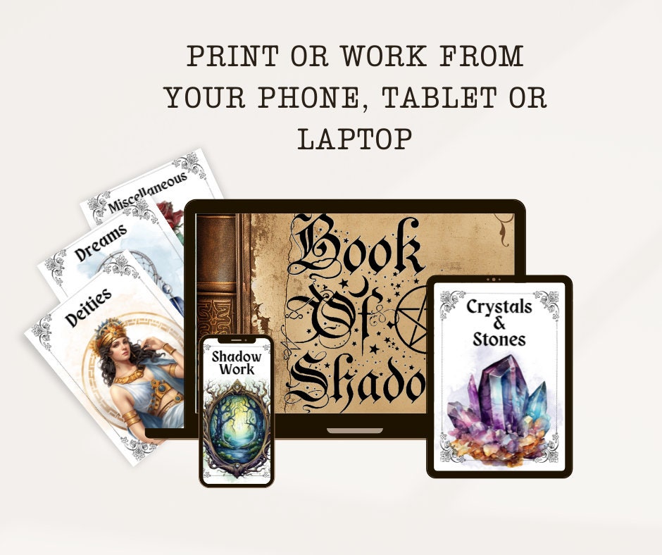 Grimoire Divider Pages - Book of Shadows Cover Title Printable Pages - Witchy Inserts - Witchcraft BOS Pages. Printable