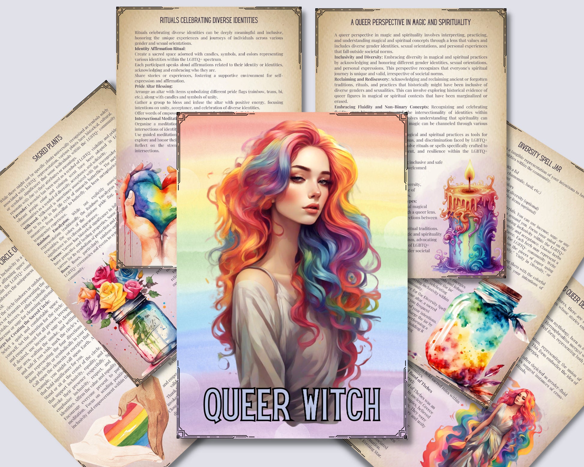 Queer Witch. Basics. Grimoire printable pages. 32 pages.