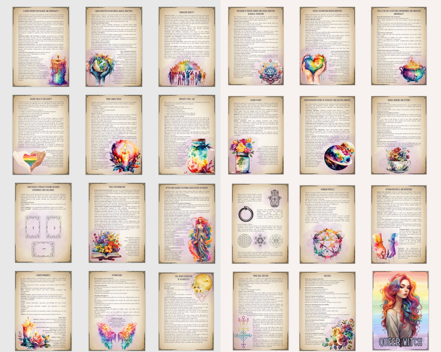 Queer Witch. Basics. Grimoire printable pages. 32 pages.