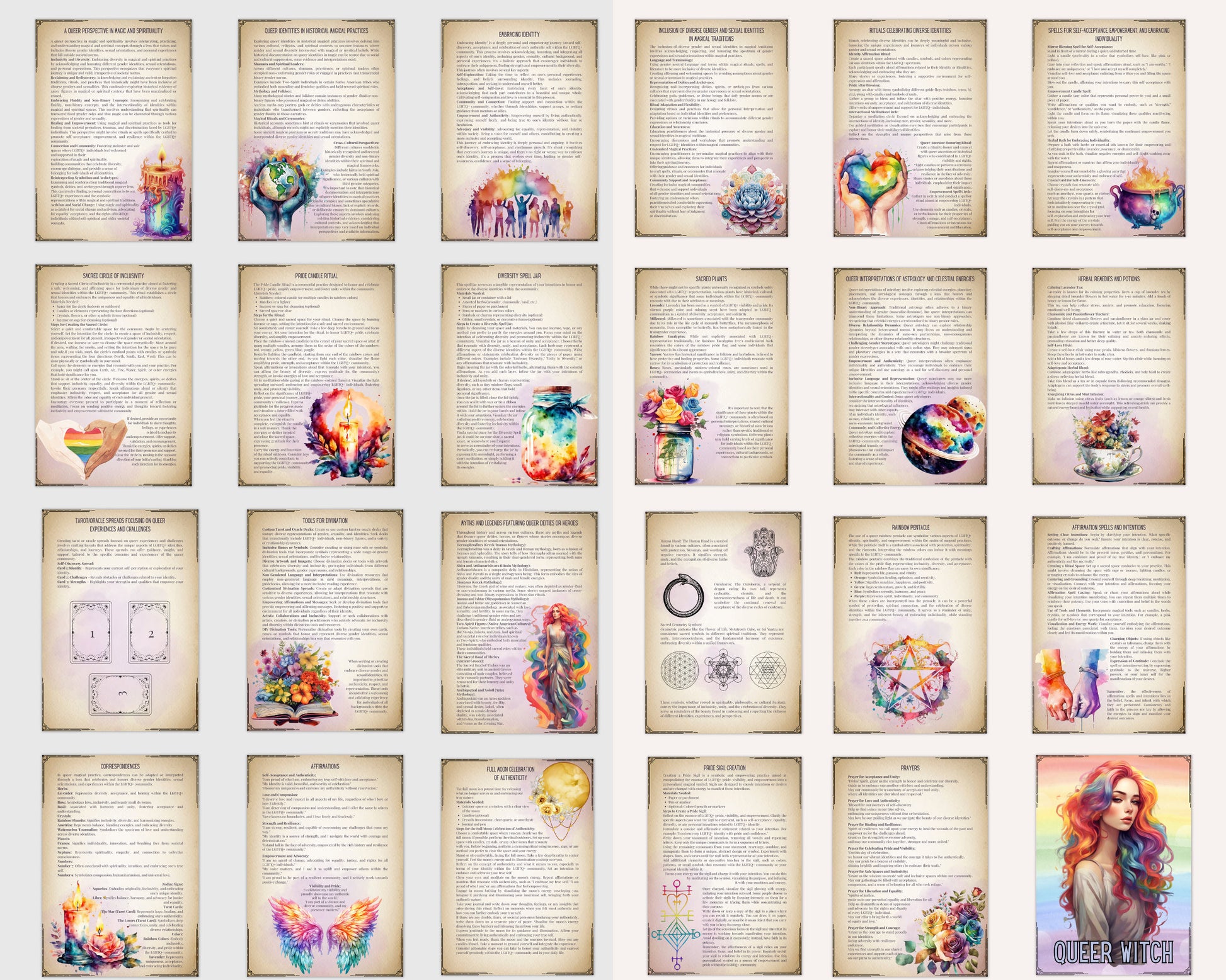 Queer Witch. Basics. Grimoire printable pages. 32 pages.
