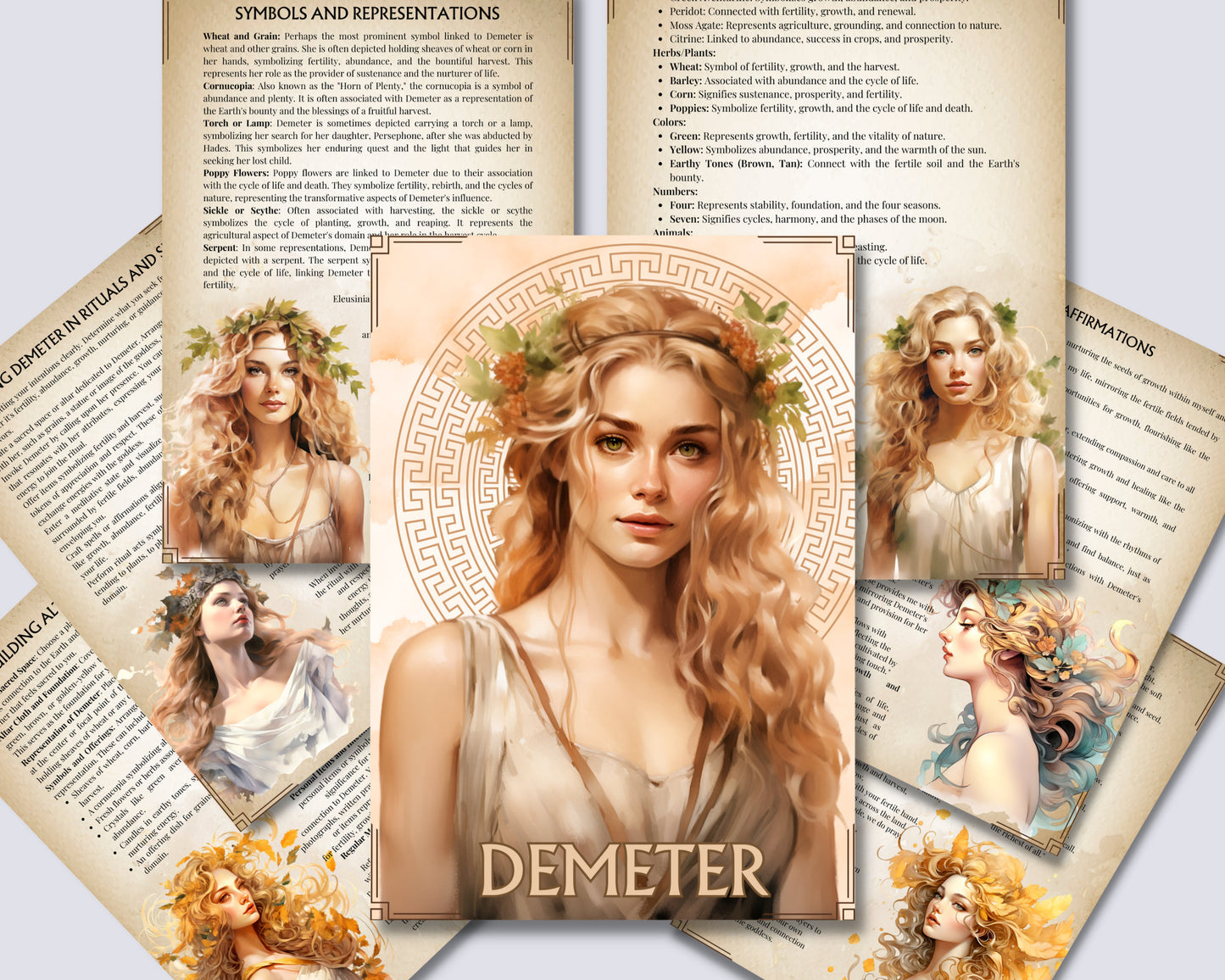 Demeter. Greek Goddess Deity Profile. Grimoire printable pages.