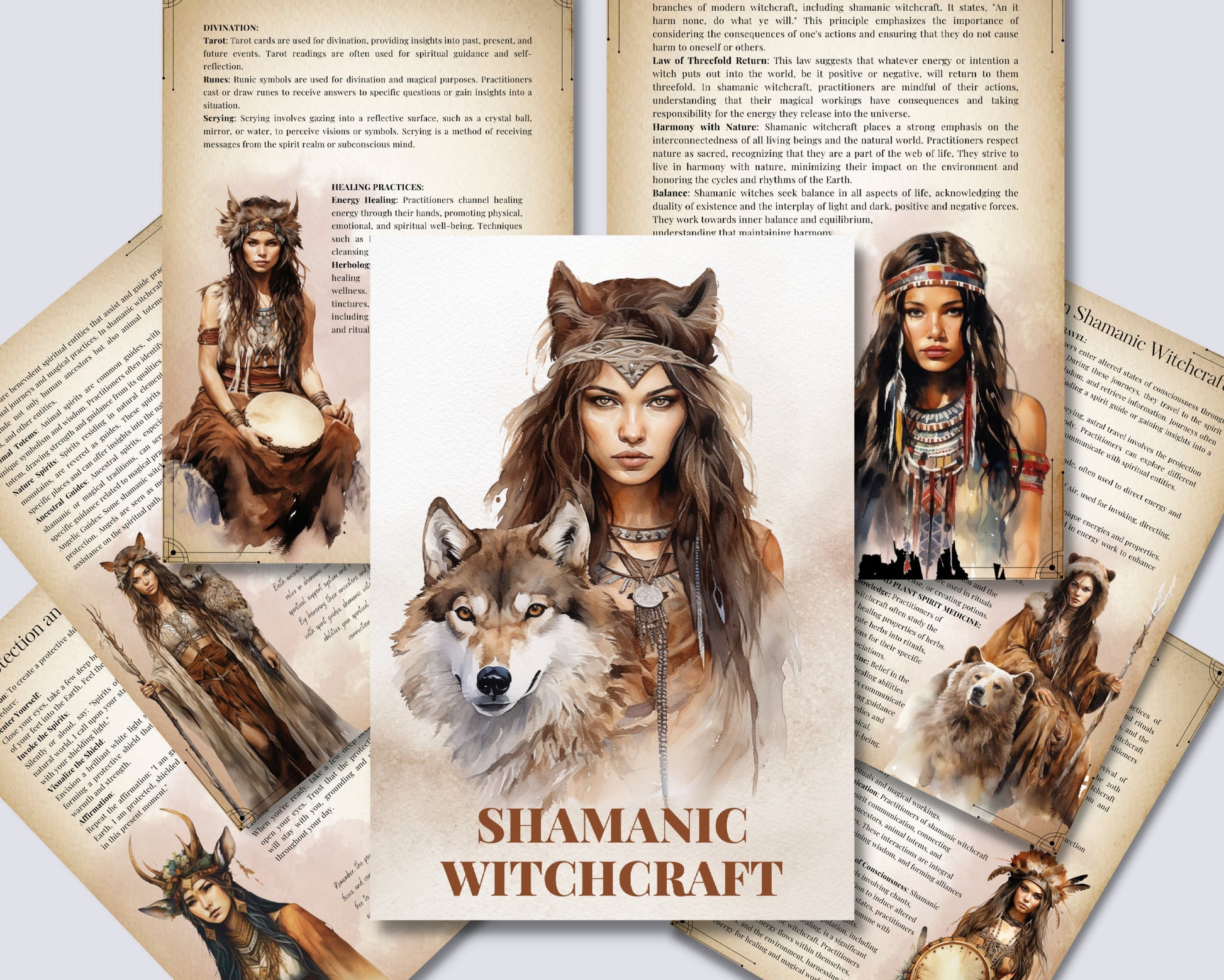 SHAMANIC WITCHCRAFT. Basics. Printable beautiful grimoire pages.